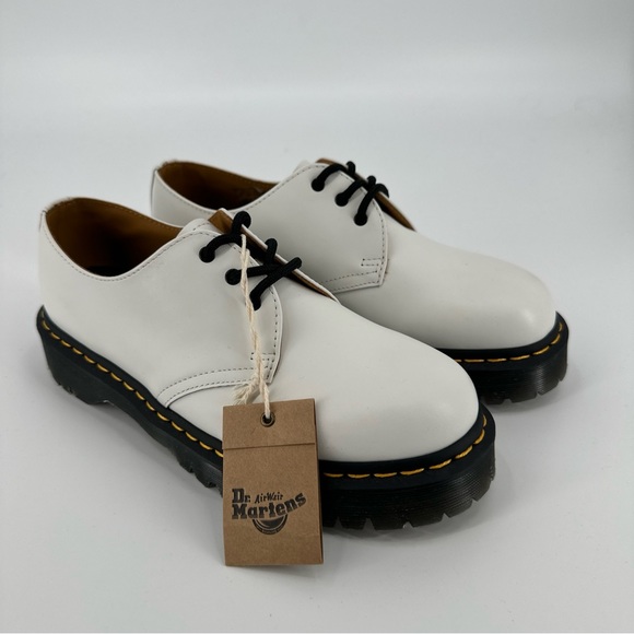 Dr Martens 1461 SMOOTH LEATHER OXFORD SHOES White Black Lace Mens US 8 EU 41